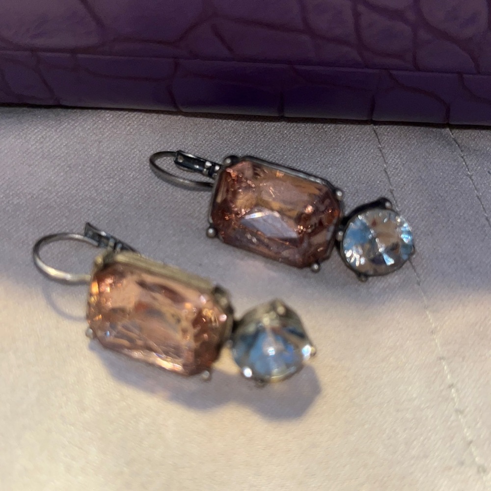 Macy’s pink & clear rhinestone earrings